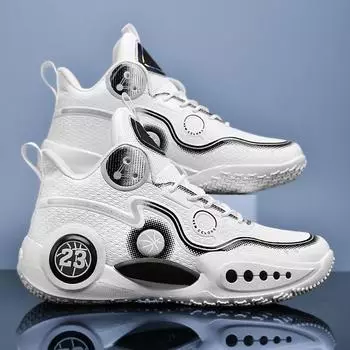 нет. 23 Баскетбольные кроссовки. Мужские высокие кроссовки для студентов в боевых условиях. Женские нескользящие износостойкие кроссовки. 36 бежевый