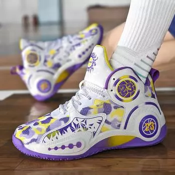 нет. 23 буквы модные мужские баскетбольные кроссовки для мальчиков средней школы с высоким верхом повседневные кроссовки для бега 36 фиолетовый
