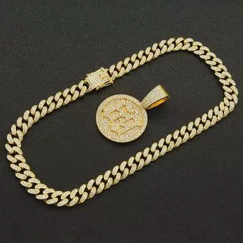 нет. 69 брендовое мужское ожерелье с подвеской в Майами, золотая цепочка с подвеской, мужское ювелирное ожерелье 50CM золотой