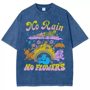 Нет дождя - нет цветов Уличная одежда Хлопковая футболка Одежда Юмор Футболка Лето Мужчины Женщины Короткий рукав Топ S
