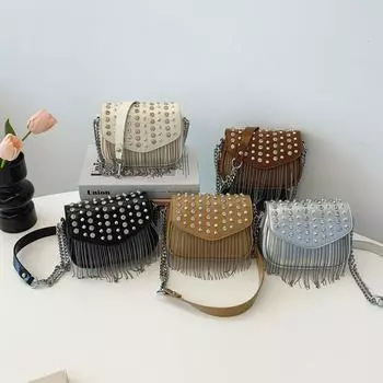 NET красная текстура маленькая женская сумка весна и лето новая модная женская сумка иностранная воздушная сумка-мессенджер с кисточками и цепочкой