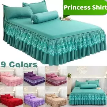 (Нет наволочки)Кружевная рубашка принцессы с рюшами Покрывала Простыни Домашний текстиль Одеяла для спальни Пылезащитный чехол Постельное белье Наматрасник 100x200cm Only a sheet