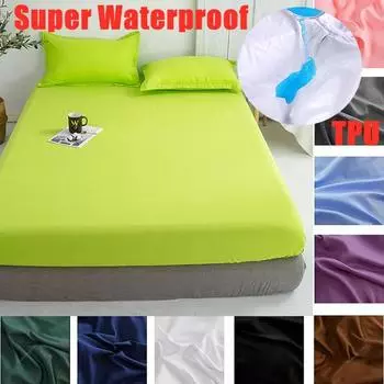 (Нет наволочки)Простыня с глубоким карманом на эластичной ленте, 100% водонепроницаемое постельное белье Portector, наматрасник, топпер, домашний текстиль 90cmX200cmX30cm Mattress чёрный