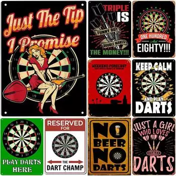 Нет пива нет дартс металлический знак только совет плакат табличка старинная железная картина украшение для Man Cave Cafe игровая комната клуб бар L розы красного