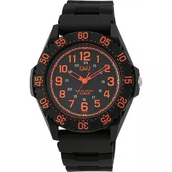 Нет QQ [Citizen QQ] Часы CITIZEN QQ Diver 10 ATM Водонепроницаемый уретановый ремешок Оранжевый Черный VR76 004 Мужские