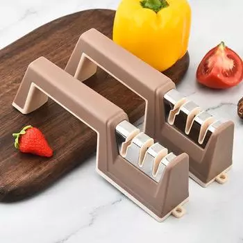 Net red knife sharpener Quick knife sharpener Ground grinder stone ceramic home knife sharpener L коричневый