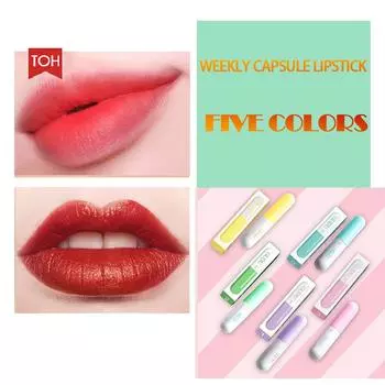 Net Red Week Capsule Lip Glaze Student Mini Блеск для губ Макияж 1.5*1.5*7.2cm