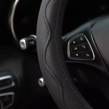 Нет внутреннего кольца из волокнистой кожи с тиснением, гофрированный эластичный чехол на руль, аксессуары для транспортных средств, аксессуары для салона автомобиля черный белый