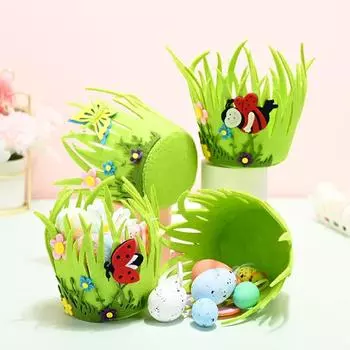Нетканое пасхальное украшение, украшение, симпатичная корзина для хранения, настольное украшение, круглая корзина, реквизит Style 2