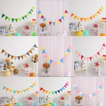 Нетканые треугольные разноцветные флаги для украшения дней рождений, магазинов детских садов, подвесные флаги, реквизит для украшений вечеринок