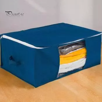 Нетканый мешок для хранения пыли, влаги, одежды, одеял, подушек, органайзер, складной, экономящий место дизайн, чехол для хранения 1pc бежевый