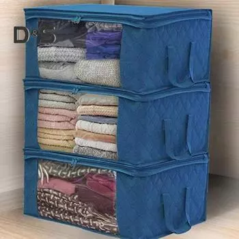 Нетканый мешок для хранения пыли, влаги, одежды, одеял, подушек, органайзер, складной, экономящий место дизайн, чехол для хранения 1pc серый