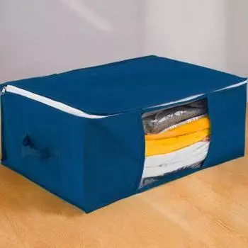 Нетканый мешок для хранения Yousheng, пыле-влагостойкий, для одежды, одеял, подушек, органайзер, складной, экономящий пространство дизайн, сумка для хранения 1pc синий
