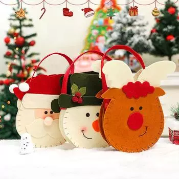 Нетканый подарочный пакет для конфет и яблок на Рождество Edged Apple Wombat зелёный