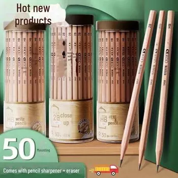 Нетоксичный шестигранный карандаш для детского сада 2B HB - безопасен для детей и школьников 50 pencils + 30 erasers + sharpener