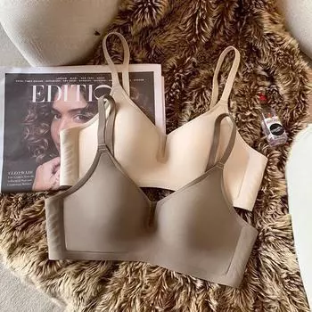 Нетронутое нижнее белье для женщин облегающий антипровисающий бюстгальтер без стальных колец со сборками для кормления грудью M бежевый