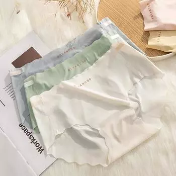 Нетронутое нижнее белье из шелка льда, женские летние тонкие трусики со средней талией, утягивающие бедра, нижнее белье, шорты для девочек, модные трусики M