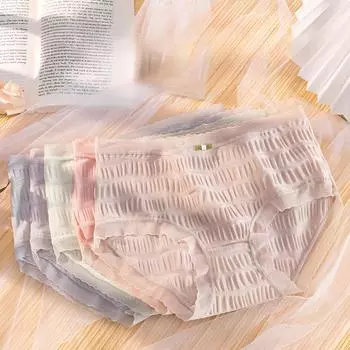 Нетронутое женское нижнее белье средней талии жаккардовое плиссированное дышащее нижнее белье кружевные треугольные трусики M