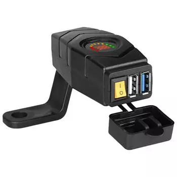 neu 28W QC3.0 зарядные устройства для мотоциклов с переключателем Dual USB адаптер для быстрой зарядки Bla Handlebar красный