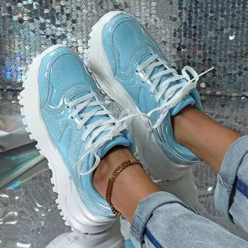 Неуклюжие кроссовки трендовые яркие цвета модная обувь на платформе для любителей повседневная спортивная обувь уличная вся модная женская обувь 35 светло-синий