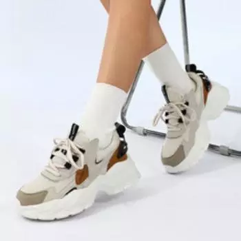 Неуклюжие кроссовки, трендовые туфли на толстой подошве, дышащая легкая повседневная спортивная женская обувь, модная пара уличной модной обуви 35 серый/коричневый