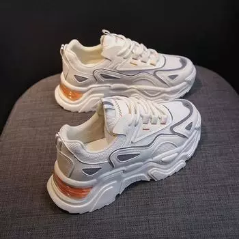 Неуклюжие женские кроссовки 2023Летние новинкиЖенские дышащие универсальные кроссовки на толстой подошве в корейском стиле Модные повседневные студенческие кроссовки 35 чёрный