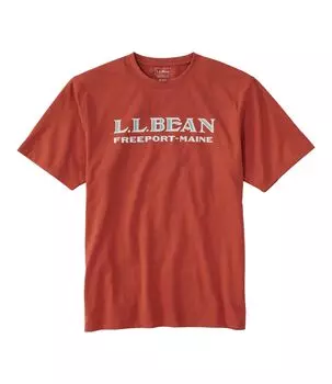 Неусаживаемая футболка с коротким рукавом и логотипом Japan Fit S Rust Orange Logo Orange 1000158145 LLBean Мужская футболка Care-Free, LLBean