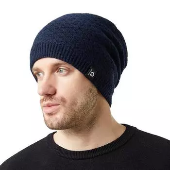 Neutral autumn and winter thickened fleece knitted hat couple ear protectors high elastic bag head stacking hat M56-58cm чёрный