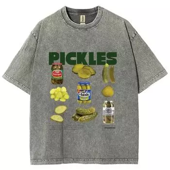 Neutral Summer Retro Washed T-shirt Cartoon Printed Short Sleeved Retro T-shirt Fashionable Round Neck T-shirt S