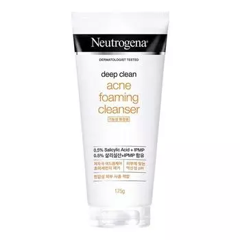 Neutrogena Deep Clean Слабокислотная пенка для умывания от прыщей, 175 г, 1 шт.