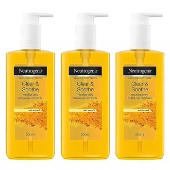 Средство для снятия макияжа Neutrogena с куркумой Изготовлено на основе мицеллярного желе для очищения и успокоения кожи 191,6 г (пакет из 3)