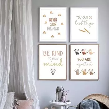 Никогда не прекращайте мечтать цитата принт холст картина школьный психолог офис декор настенное искусство картина терапевт учитель подарок плакат 21x30cm No Framed