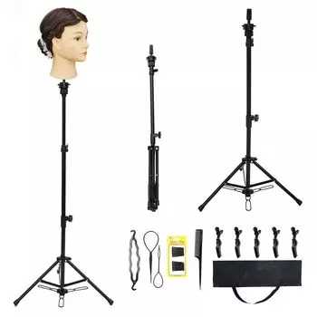 NEVERLAND BEAUTY Stand Clamp Cut Wig Mannequin Stand Adjustable with Pedal Tripod Type Mannequin Head Stand for New Employees Training Students