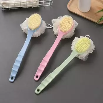 New1pc Long Handle Bath Brush Soft Hair Silicon Shower Bathroom Shower Foot Washing Brush Rubbing Mud Brush Bathroom Accessories
