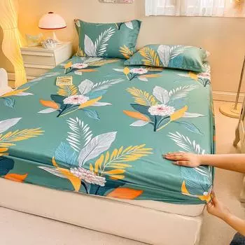 New 100% Cotton Bedding Printed Twill Bed Cover Cartoon Student 90x200 Mattress Cover 360 Degree Wrap with Elastic Sheet Set 90x200x15cm 1pcs