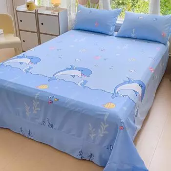 New 100% Cotton Cartoon Print Single Sheet Double King-size Sheet Soft and Comfortable Absorbent Student Universal Bedding 120x230cm 1pcs