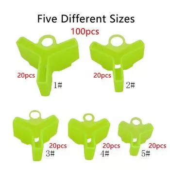 New 100 pcs Fishing Hook Bonnets Treble Hook Safety Holder Covers, 5 sizes, Green