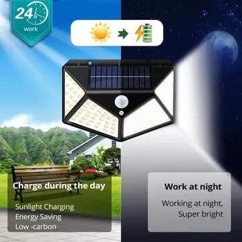 New 100 Solar Lights Outdoor 3 Modes Sunlight Powered Waterproof Motion Sensor Foco External Solar Wall Lamp Garden Decoration United States