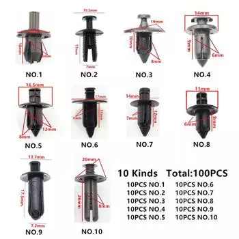 New 100PCS Car Bumper Leaf Plate Fender Trunk Screw Rivets Set Auto Fastener Clips