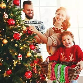 New 100PCS Christmas Drop Ornaments String Ribbon Xmas Ball Pendant Hanging Ropes Christmas Decorations Home Gift Packaging Tag золотистый