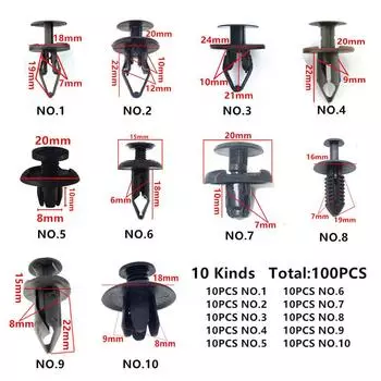 New 100X Mixed Plastic Auto Fastener Bumper Clip Push Pin Rivet Car Panel Trim Clip