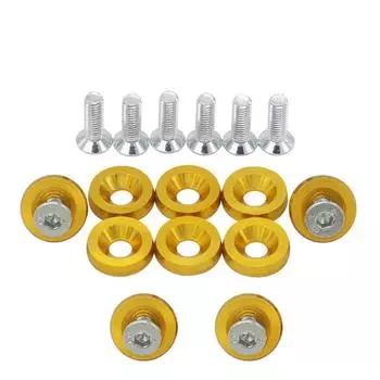 New 10 Pcs M6 x 20MM Light Golden Billet Aluminum Fender Washers Screw Dress Up Kit