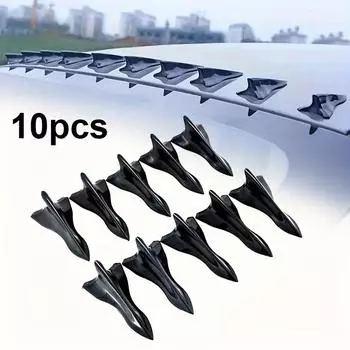 NEW 10PCS Car Roof Spoiler Black Shark Fin Decoration Universal Pointed Carbon Fiber Bumper Guard Car Exterior Roof Accessories