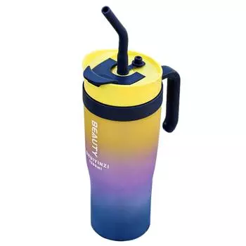 NEW 1200ml Gradient Water Tumbler Cup with Handle & Straw Gift for Boys Girls (B