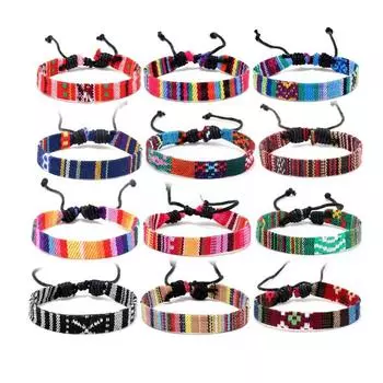 New 12 sets of new color cloth rope jewelry simple family set bracelet hand rope bracelet разноцветный