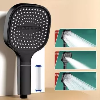 New 13cm Large Panel Shower Head Adjustable 3 Modes High Pressure Massage Shower Head Filter Element Bathroom Accessories Tools