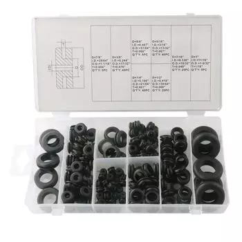 New 180x Mixed Rubber Grommet Metal Hole Plug Set Car Wiring Cable Loom Protector