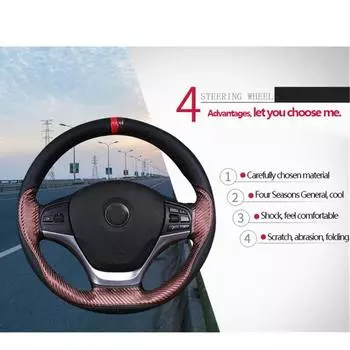 New 1 Brown Wearproof PU Leather 37-38CM Vehicle Interior Trim Steering Wheel Cover