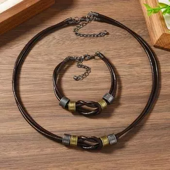 New 1-piece set of personalized fashion wax thread beaded wooden beads butterfly necklace new H разноцветный