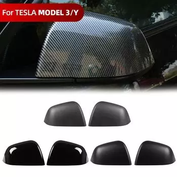 New 1Pair Car Side Door Mirror Cover ABS Rearview Paste Cover For Tesla Model 3 Model Y 2021-2024 Auto Exterior Accessories